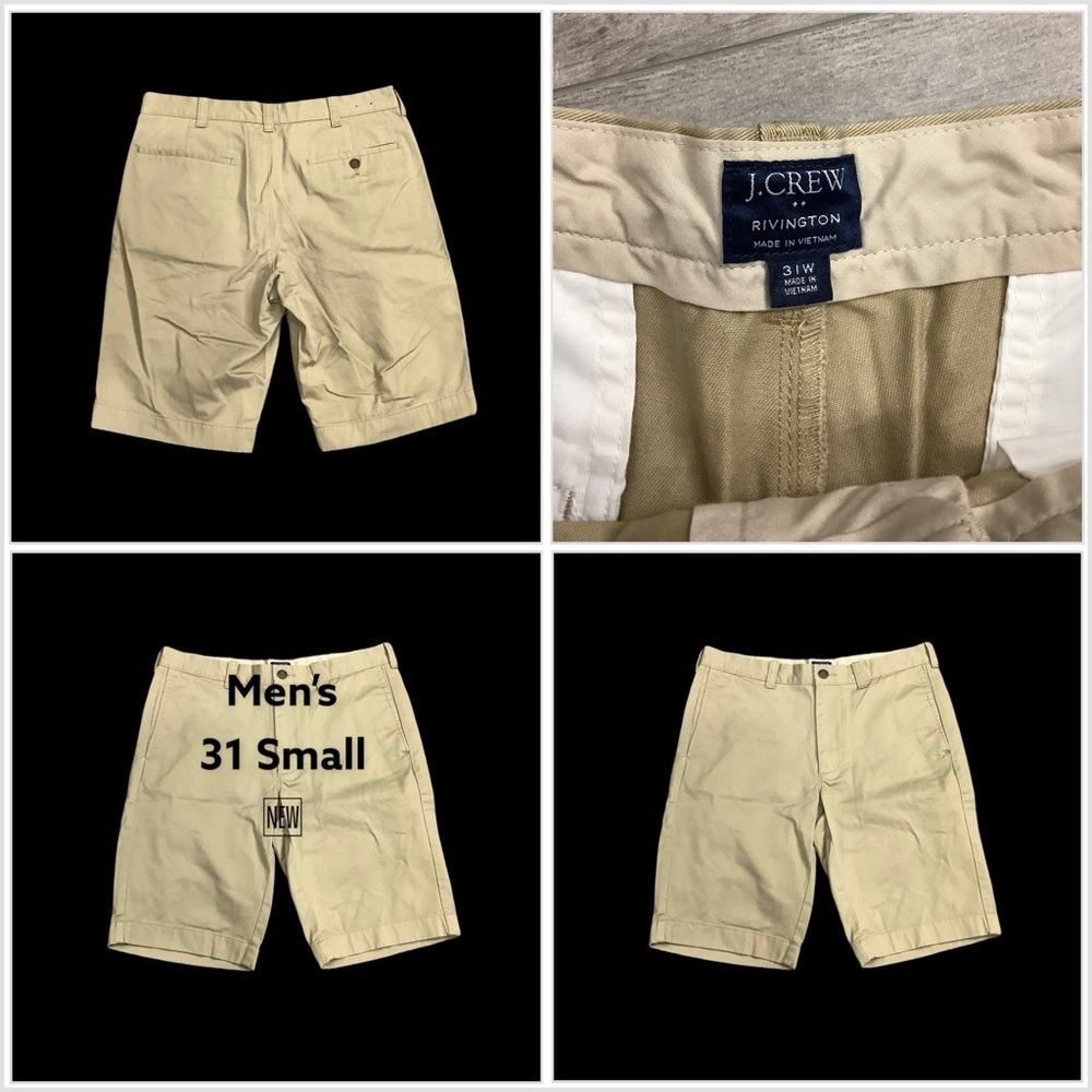 Men's J. Crew 31 S Small Khakis Chino Shorts Khaki Casual Twill Flat Front NWOT